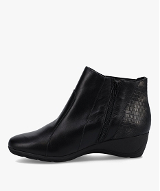 boots femme confort dessus cuir a talon compense noirC755201_3