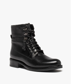 boots femme a lacets dessus cuir uni - taneo noirC756101_2
