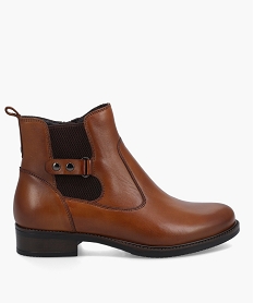boots femme a talon plat dessus cuir style chelsea - taneo orangeC756401_1