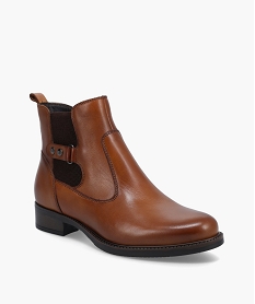 boots femme a talon plat dessus cuir style chelsea - taneo orangeC756401_2