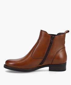 boots femme a talon plat dessus cuir style chelsea - taneo orangeC756401_3