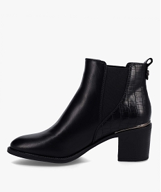 boots femme a talon unies imitation croco noirC759501_3