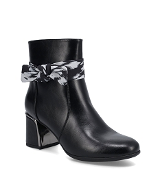 boots femme unies a talon carre et bride foulard noirC760901_2