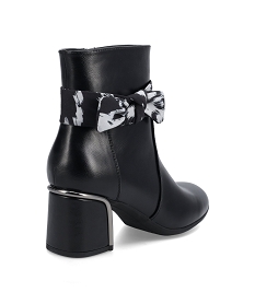 boots femme unies a talon carre et bride foulard noirC760901_4