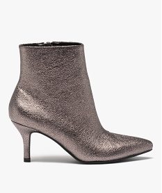 GEMO Boots femme à talon en matière métallisée Jaune