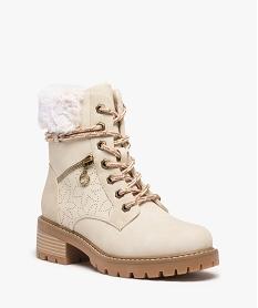 boots femme style montagne a col fourre et details brillants beige bottines et bootsC763101_2