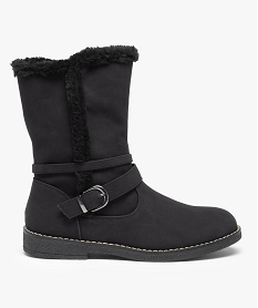 GEMO Boots fourrées femme plates unies avec bride décorative noir standard
