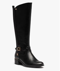 bottes femme cavalieres unies a details metalliques noirC764601_2