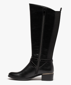 bottes femme cavalieres unies a details metalliques noirC764601_3