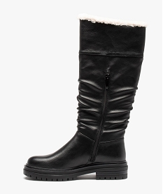 bottes femme unies a semelle crantee et col sherpa noirC764701_3