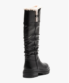 bottes femme unies a semelle crantee et col sherpa noirC764701_4