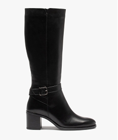 CHAUSSURE PLAT NOIR BOTTE NOIR:30388840049-Cuir vachette/Cuir vachette/Elastomere/Textile/