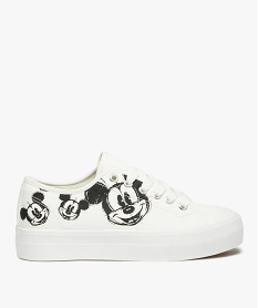 GEMO Baskets femme en toile dessin Mickey – Disney Blanc