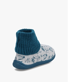 chaussons bebe garcon a col chaussette montant bleuC767401_4