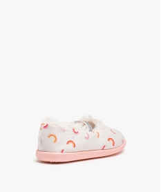 chaussons fille ballerines en velours brodes licorne beigeC767601_4