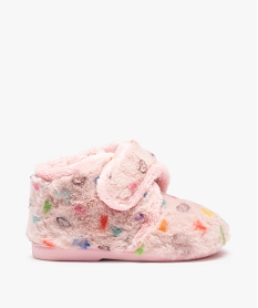 GEMO Chaussons fille bottillons en textile peluche imprimé cœurs Rose