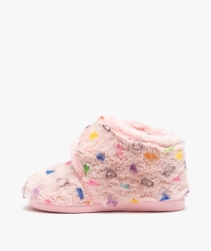chaussons fille bottillons en textile peluche imprime cours roseC768701_3