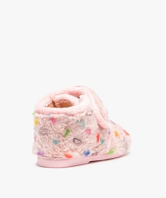 chaussons fille bottillons en textile peluche imprime cours roseC768701_4