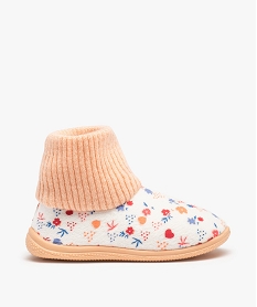 GEMO Chaussons fille boots en velours imprimé et col chaussette rose standard