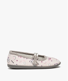 GEMO Chaussons fille ballerines imprimées à bride élastiquée gris standard