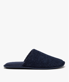 GEMO Chaussons homme mules unies en maille de velours Bleu