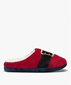 GEMO Chaussons homme mules en velours Père Noël Rouge