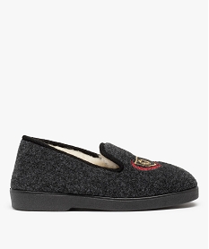 GEMO Chaussons homme charentaises en feutrine brodée Gris