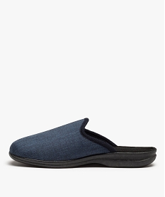chaussons homme mules en velours ras effet toile brodee bleuC776901_3