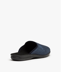 chaussons homme mules en velours ras effet toile brodee bleuC776901_4