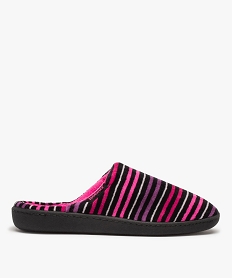 GEMO Chaussons femme mules rayées en velours - Isotoner Imprimé