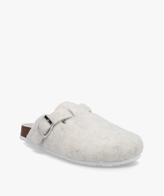 chaussons femme mules dessus feutrine a bride ajustable blancC779101_2