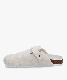 chaussons femme mules dessus feutrine a bride ajustable blancC779101_3