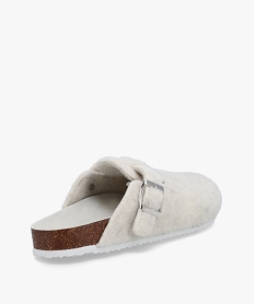 chaussons femme mules dessus feutrine a bride ajustable blancC779101_4