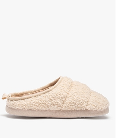 chaussons femme mules plates en textile sherpa beigeC779501_1