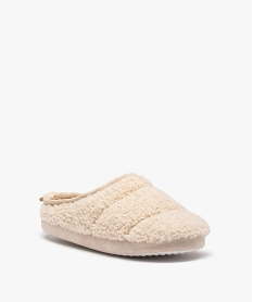 chaussons femme mules plates en textile sherpa beigeC779501_2