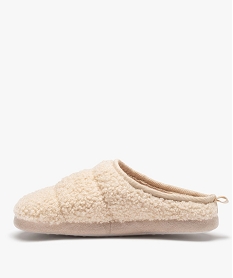 chaussons femme mules plates en textile sherpa beigeC779501_3