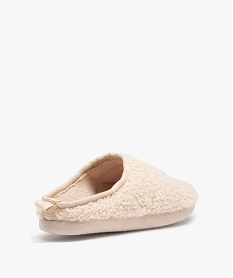 chaussons femme mules plates en textile sherpa beigeC779501_4