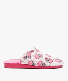 GEMO Chaussons femme mules plates en feutrine imprimée Rose