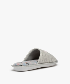 chaussons femme mules plates brodees home chill grisC780001_4