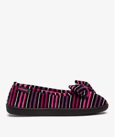 GEMO Chaussons femme ballerines rayées en velours - Isotoner Imprimé