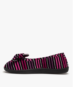 chaussons femme ballerines rayees en velours - isotoner imprimeC780301_3