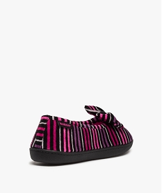 chaussons femme ballerines rayees en velours - isotoner imprimeC780301_4