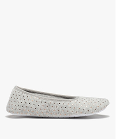 GEMO Chaussons femme ballerines en velours à pois métallisés gris standard