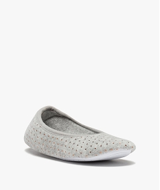 chaussons femme ballerines en velours a pois metallises gris standardC780601_2