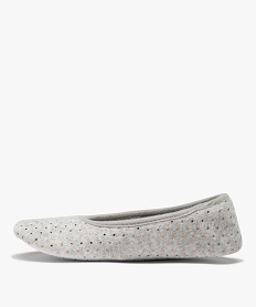 chaussons femme ballerines en velours a pois metallises gris standardC780601_3