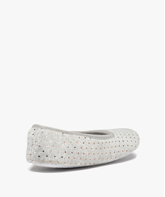 chaussons femme ballerines en velours a pois metallises gris standardC780601_4