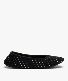GEMO Chaussons femme ballerines en velours à pois métallisés noir standard