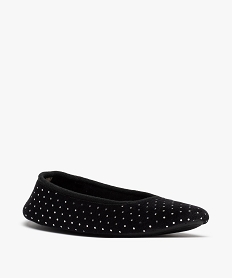 chaussons femme ballerines en velours a pois metallises noir standardC780701_2