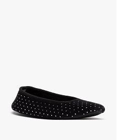 chaussons femme ballerines en velours a pois metallises noirC780701_2