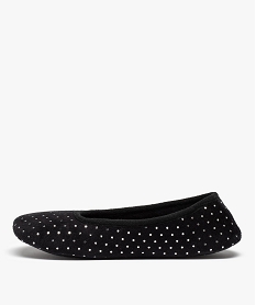 chaussons femme ballerines en velours a pois metallises noir standardC780701_3